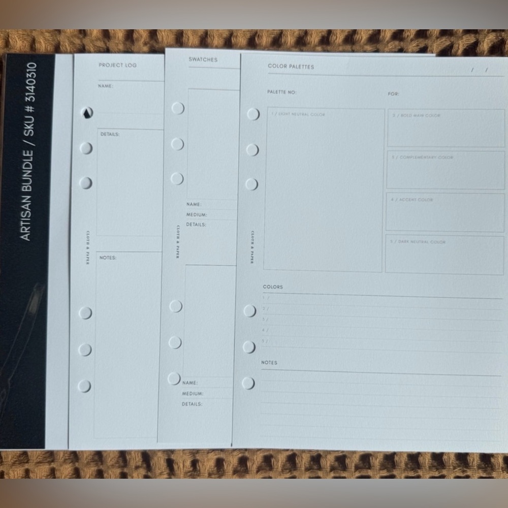 Cloth & Paper Artisan Bundle Planner Inserts A5